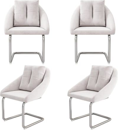 Merax Fluwelen Eetkamerstoelen Set van 4 – Luxe Draaistoelen met Kussens voor Woonkamer en Slaapkamer - Beige