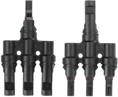 Zonnepaneel Connectoren - T-stuk Kabels - Parallel Verbinden - IP67 Waterdicht - Tot 6mm² - Zwart