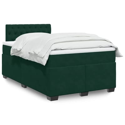 vidaXL - Boxspring - met - matras - fluweel - donkergroen - 120x190 - cm