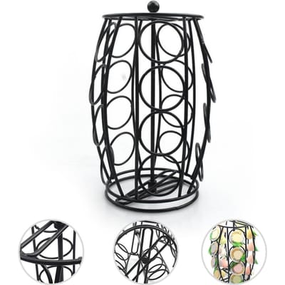K Cup Draaimolen Metalen Draaimolen Houder Organizer Koffiepads Houder voor Thuis Kantoor zwart