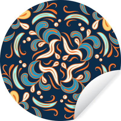 WallCircle® - Behangcirkel 140x140 cm - Muurstickers Bladeren - Kleuren - Patroon - Muurcirkel woonkamer - Wandcirkel slaapkamer - Kamer decoratie zelfklevend - Muurdecoratie accessoires
