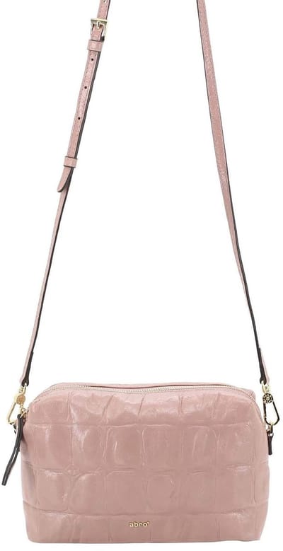abro Leren schoudertas Leather Maxi Cocco Crossbody Bag Kaia Rosa oud roze