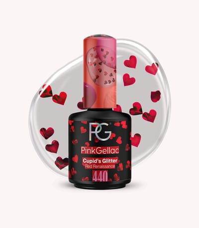 Pink Gellac Gellak - 440 Cupid's Glitter 15ml - Roze Glitter Gel Nagellak - Gellac - Gel Nagels Producten