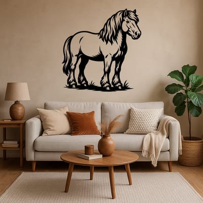 BR2Laser Haflinger Paard – Wanddecoratie – Lasergesneden Hout – Paarden kunst – 75 cm Breed