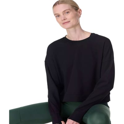 Sweaty Betty After Class Crop Sweatshirt ZWART - Maat XS