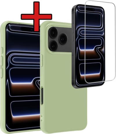 Hoesje Geschikt voor Apple iPhone 17 Pro - Sterk & Shockproof - Siliconen Case - Hoes Cover - Groen