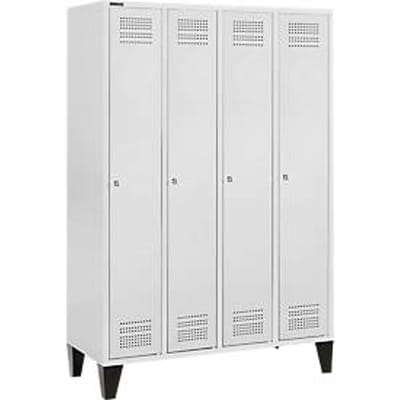 Schäfer Shop Genius Kledinglocker met poten, 4 compartimenten, cilinderslot, lichtgrijs/lichtgrijs