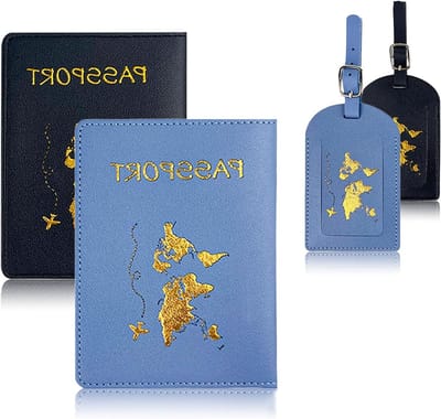 Paspoorthoezen Set van 2, Blauw, Gepersonaliseerd Universeel Houder voor Mannen en Vrouwen, Inclusief Ruimte voor Creditcards en Identificatie
