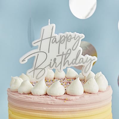 Kaars ‘Happy Birthday’ – Zilver