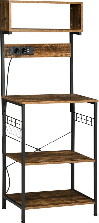 HOMCOM-Keukenopbergplank-spaanplaat-60x42x153cm-Rustiek Bruin