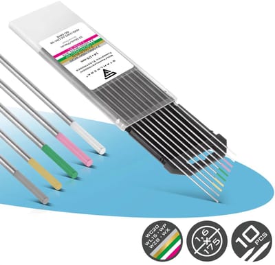 STAHLWERK wolfraamelektroden / laselektroden goud, grijs, roze, wit, groen 1,6 mm 2 elk in praktische set van 10