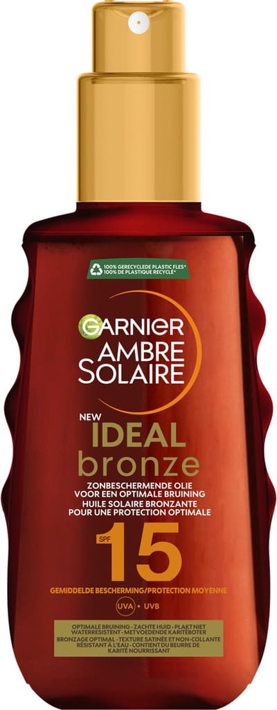 Garnier Ambre Solaire Ideal Bronze Zonneolie SPF15 - Optimale Bruining & Gemiddelde UV-bescherming - 150 ML