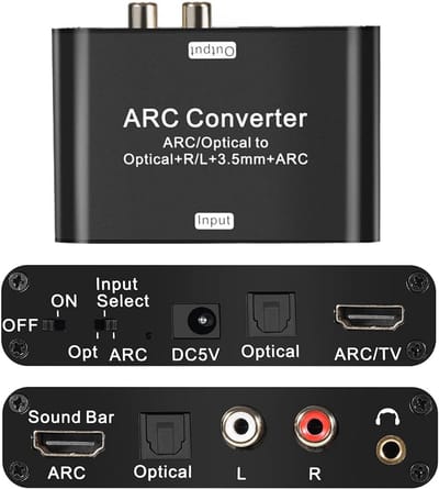 Audio Extractor Converter - ARC SPDIF Adapter - Geluid Versterken - Hoge Sample Rate - Compact Aluminium - Zwart