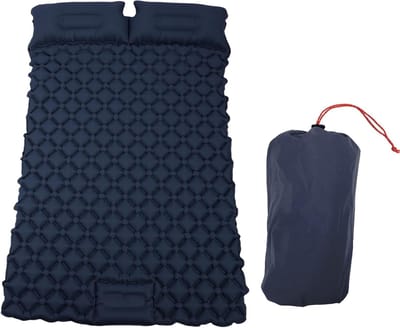 Dubbel Slaapmatje - Lichtgewicht matras - Kamperen Backpacken - Zelfopblaasbaar met drukknoppen - 190x123x5 cm - Blauw