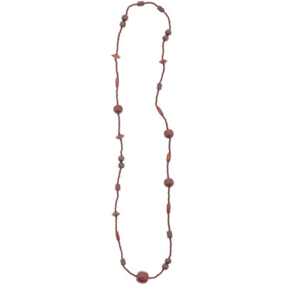 Behave – Ketting – Hout – Ovale kralen – Aardetinten – 88 cm