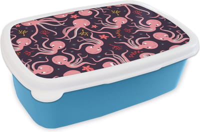 Broodtrommel Blauw - Lunchbox - Brooddoos - Octopus - Baby - Design - 18x12x6 cm - Kinderen - Jongen