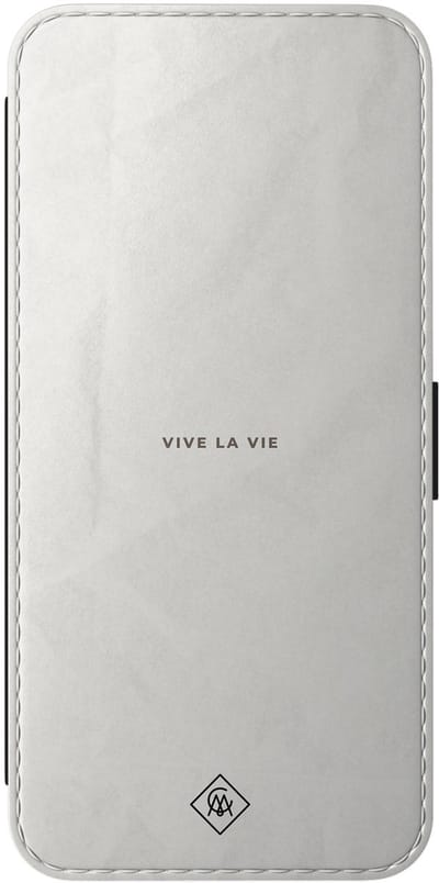 Casimoda® bookcase - Geschikt voor Samsung Galaxy A56 - Hoesje met pasjeshouder - Vive La Vie - Grijs - Kunstleer