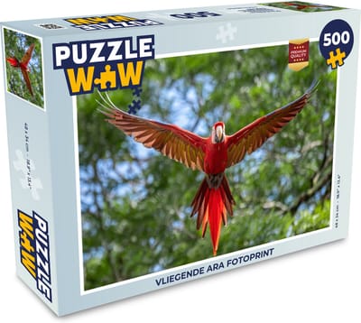 Puzzel Vliegende ara fotoprint - Legpuzzel - Puzzel 500 stukjes