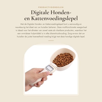 Dailygoods- Hondenvoerweegschaal Digitale LCD Schaal - Afneembare Meetlepel - Geschikt voor Honden/Katten - Nauwkeurige Meting - Veilig PP Materiaal - Voedingsweegschaal