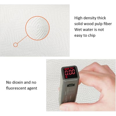 2 Rouleaux Papier Cuisine Serviettes en Papier Absorbantes Eau Pâte de Bois Mouchoirs Cuisine blanc