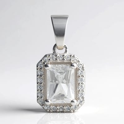 Cavill - Zilveren Hanger - 925 Sterling Zilver - Danburiet 0,945 ct Achthoek Briljant - Pave Zirkonia's 0,198 ct - Elegant Mexicaans Edelsteensieraad