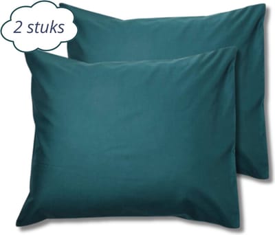 Droomtextiel Kussenslopen 60x70 cm Petrol Set Van 2 Stuks - Hotelkwaliteit - 100% Hoogwaardige Katoen