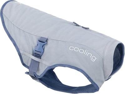 Famanu - Koelvest voor honden, koelt nek en borst bij hoge temperaturen, reflecterend materiaal, maat L, ijsblauw