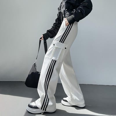 Lente en Zomer Nieuwe Dunne Losse Casual Contrasterende Wijde Pijpen Joggingbroek 2XL gray