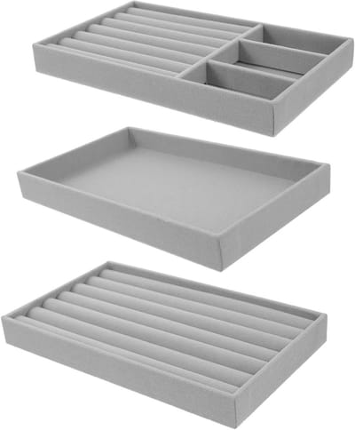 Sieradenopberger Lade - Sieradenhouder Display - Sieraden Organiseren - Kristallen Scheidingswand - 21x12.5x2.5cm - Grijs