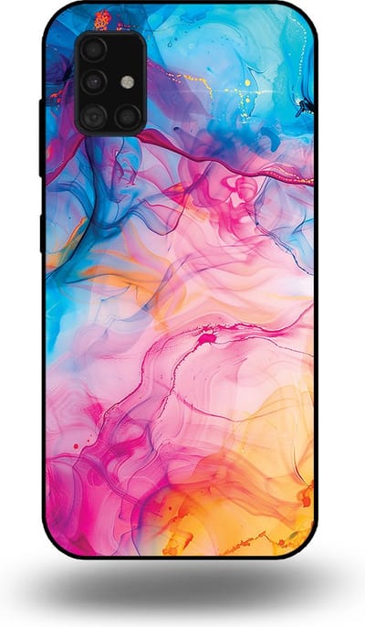 Smartphonica Telefoonhoesje Geschikt voor Samsung Galaxy A51 5G met Regenboog Acryl Marmer Opdruk - TPU Backcover Case Rainbow Acrylic Marble Design geschikt voor Samsung Galaxy A51 5G