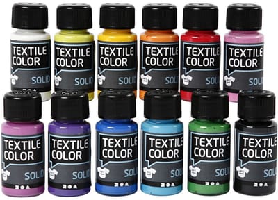 Creativ Company Ondoorzichtige textielverf - Set van 12 kleuren 50ml