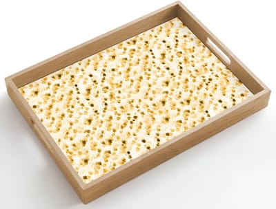 Dienblad hout 50x35 cm - Schootdienblad - Olie - Verf - Texturen - Beige - Borrelplank rechthoek - Plateau dienbladen