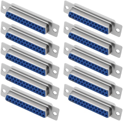 Store_7 - D-sub-connector - Vrouwelijke plug - PCB-montage - Blauw - Soldeer connector - 25-pins - Geschikt voor mechanische apparatuur - 10 stuks