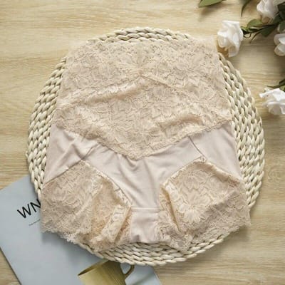 Pantalons courts de sécurité pour femmes, sous-vêtements sans couture, Shorts Sexy en dentelle avec culotte taille haute, pantalons chauds en coton M beige