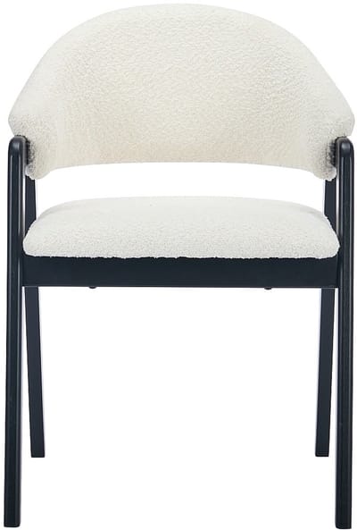 Vente-unique Set van 2 stoelen met armleuningen in boucléstof en rubberhout - Wit en zwart - SOLUNA