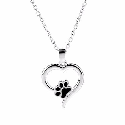 GoedeDoelen.Shop | Ketting Always in my Heart - Zwart hondenpootje | Gedenk Ketting | Herdenkingsketting | Ketting Met Hart Hanger | Dierenliefde Ketting | Dierenwelzijn | Wellness-House
