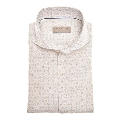John Miller Overhemd Fantasy Subtle Floral Linnen Cotton Licht Bruin / male