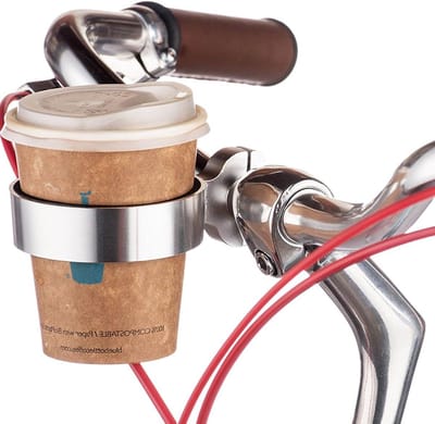 Fietsstuur Bekerhouder - 1 Stuk - Drinkfleshouder - Bidonhouder - Universele Bekerhouder - Fiets Accessoires - Fietsfleshouder - Drankhouder Fiets - Geschikt Voor Koffiebekers, Thee & Warme Dranken - Zilver