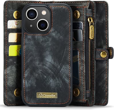 CaseMe Hoesje - Geschikt voor iPhone 15 Hoesje - CaseMe 008 2-in-1 Book Case & Back Cover met Portemonnee - Zwart