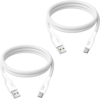 2x usb C kabel - Usb A naar usb C - Oplaadkabel - Usb lader - Stevig - Lange levensduur - Lader - 2 meter - Lang - Wit