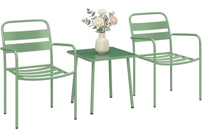 Outsunny Bistroset voor buiten - Gegalvaniseerd staal, gehard glas - 55 x 58 x 82 cm - Groen