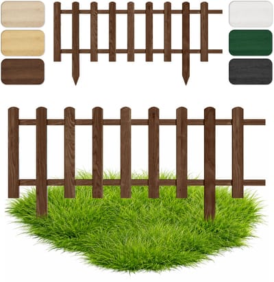 Floranica Perkhekje Tuinhek Grenen tuinhek Gazonrand 30 x 100 cm Bruine Houten Sierhekwerk Decoratief Borderrand Tuinaanleg