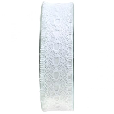 Lint met kant, huwelijksdecoratie, decolint Wit B35mm L20m