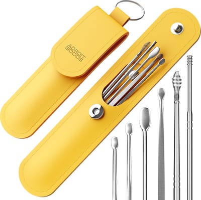AdroitGoods Oorsmeer Verwijderaar Set - 6 Delig - Oorreiniger - Oren Schoonmaken - Geel