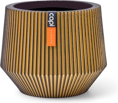 Capi Europe - Vaas cilinder geo Groove Black & Gold - 9x8 - Goud - Opening Ø7 - Bloempot voor binnen - 5 jaar garantie - BGVGB331