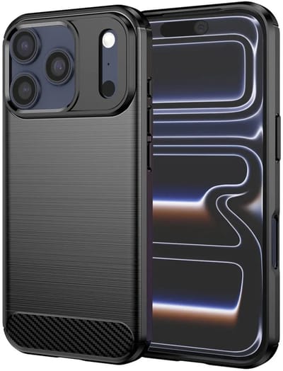 Hoesje geschikt voor Apple iPhone 17 Pro - Techsuit Carbon Silicone Back Cover - Zwart