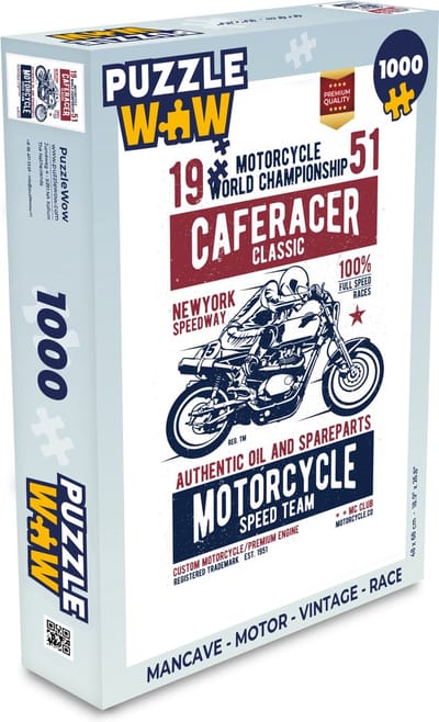 Puzzel Mancave - Motor - Vintage - Race - Legpuzzel - Puzzel 1000 stukjes volwassenen