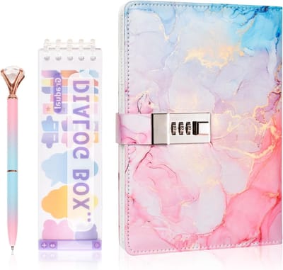 Reisdagboek met Slot voor Meisjes, Notitieboek met Metalen Balpen en Label, Perfecte Cadeau-ideeën voor Verjaardagen en Feestdagen