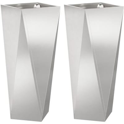 vidaXL Plantenbak 2 st Zilver 30 x 30 x 75 cm Roestvrij staal