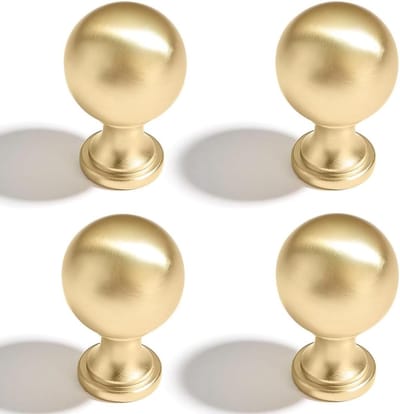 4 Stuks Messing Deurklinken, Kastknoppen, Enkele Gat Kastdeurgrepen, Gouden Keukenhandgrepen, Modern Design voor Interieurdecoratie